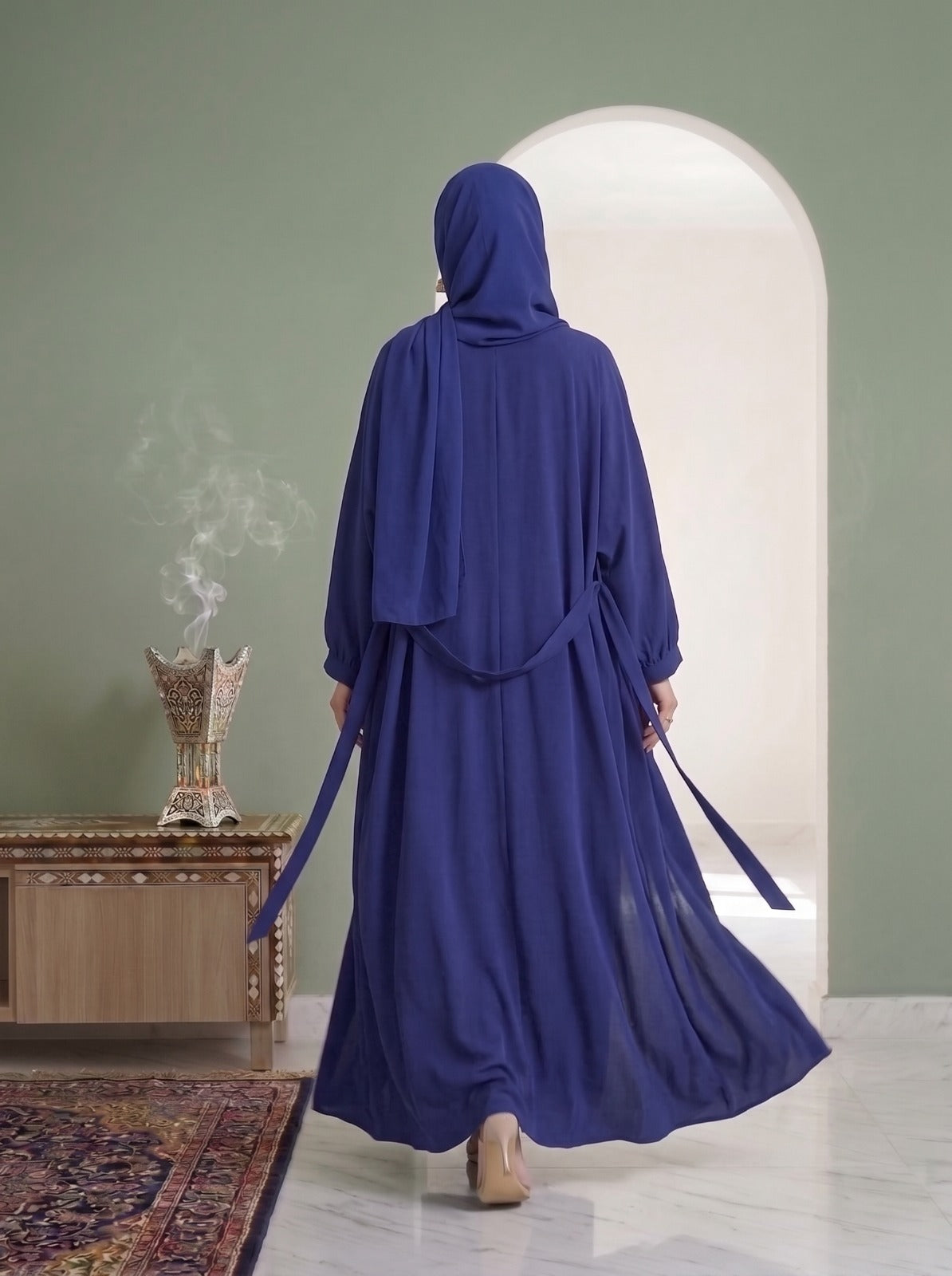 Royal Blue Open Kimono Abaya