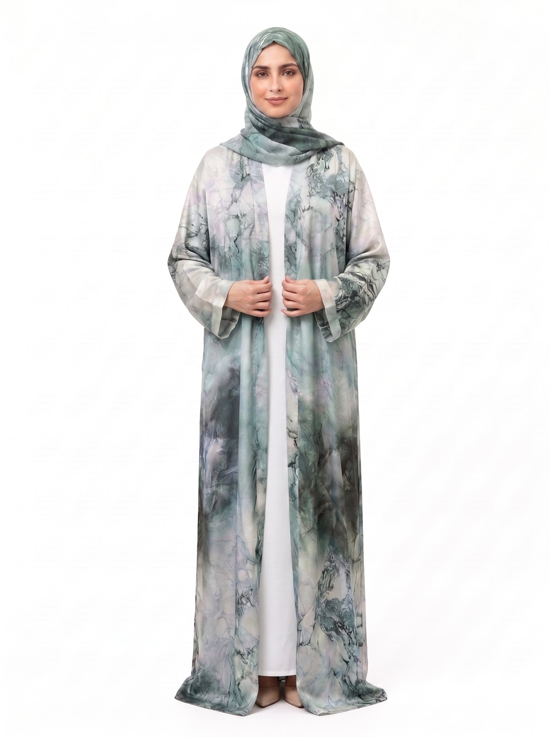 Marble Print Kimono Abaya