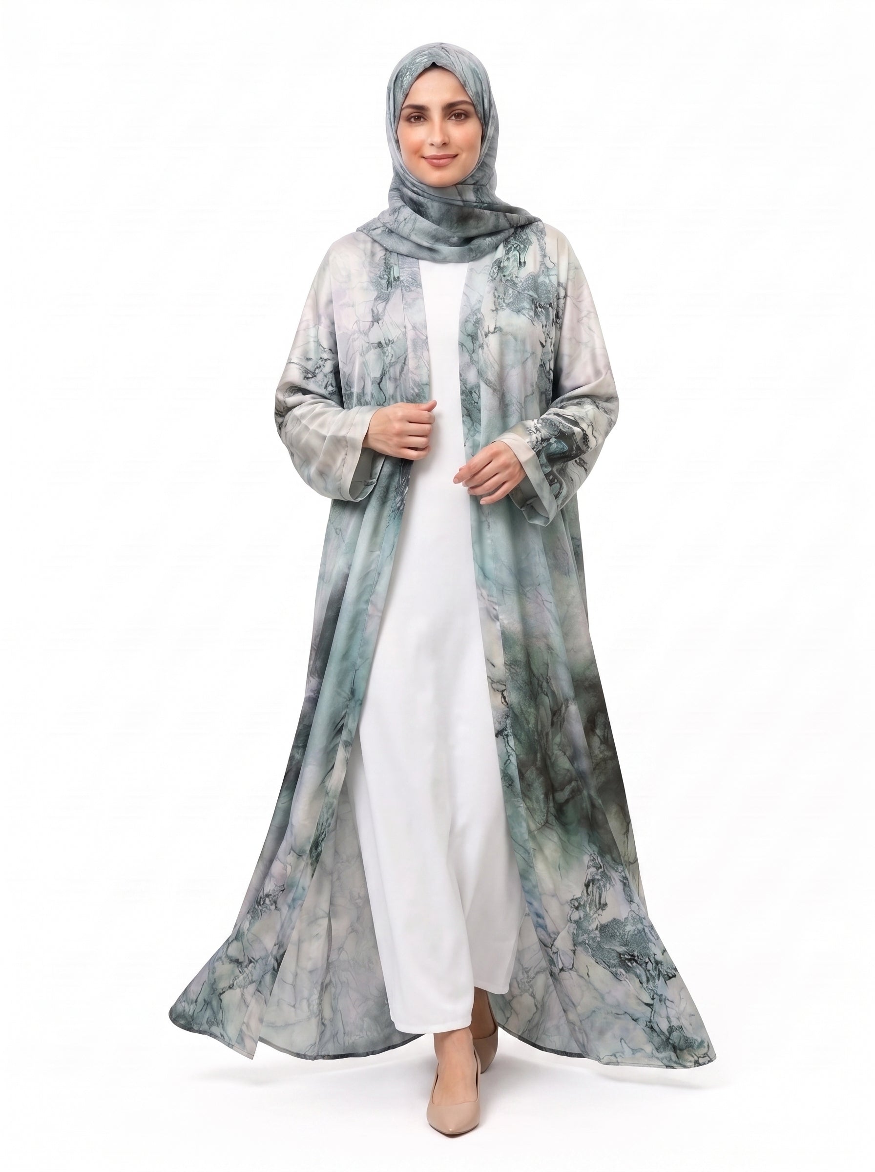 Marble Print Kimono Abaya