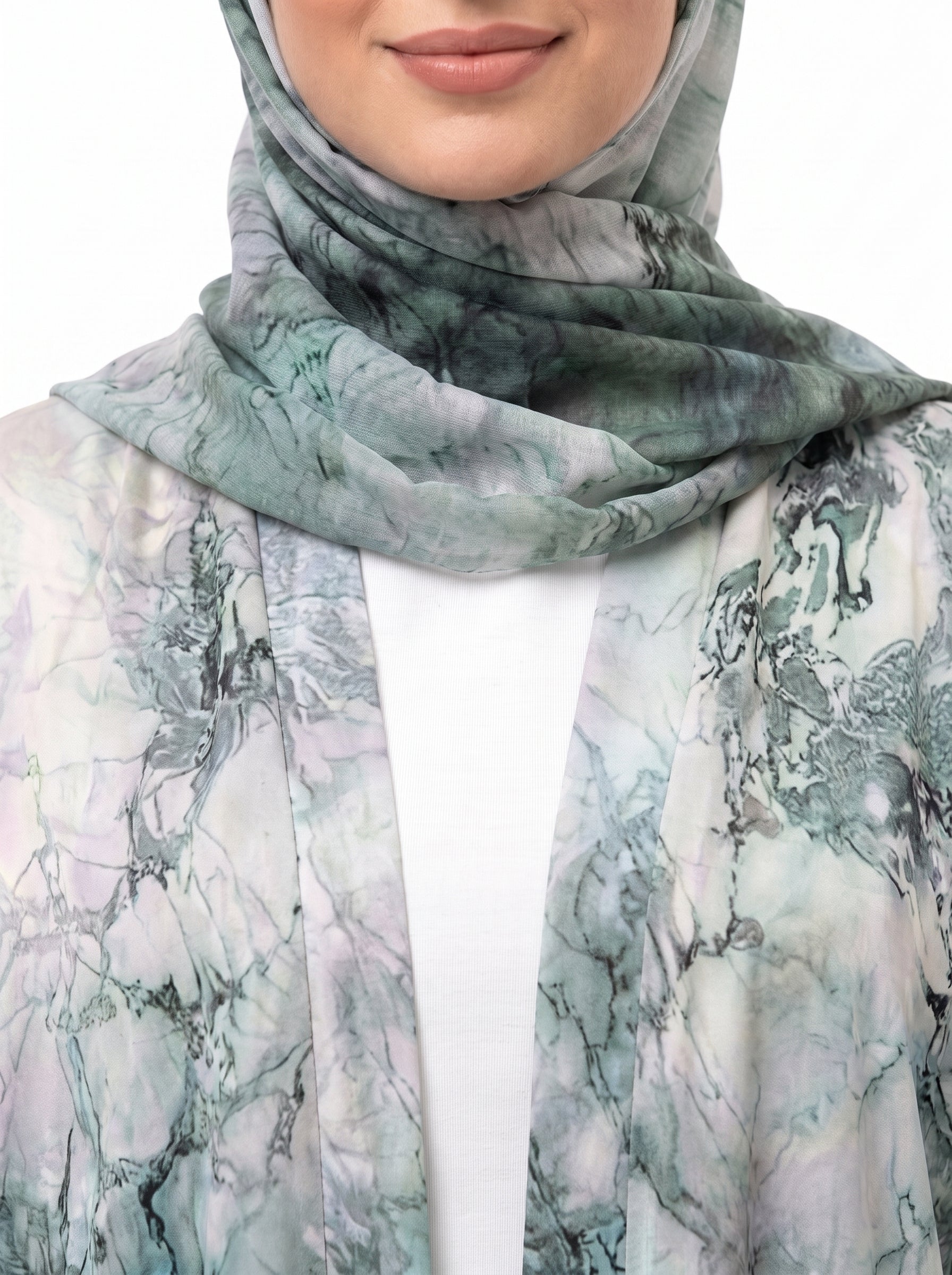 Marble Print Kimono Abaya