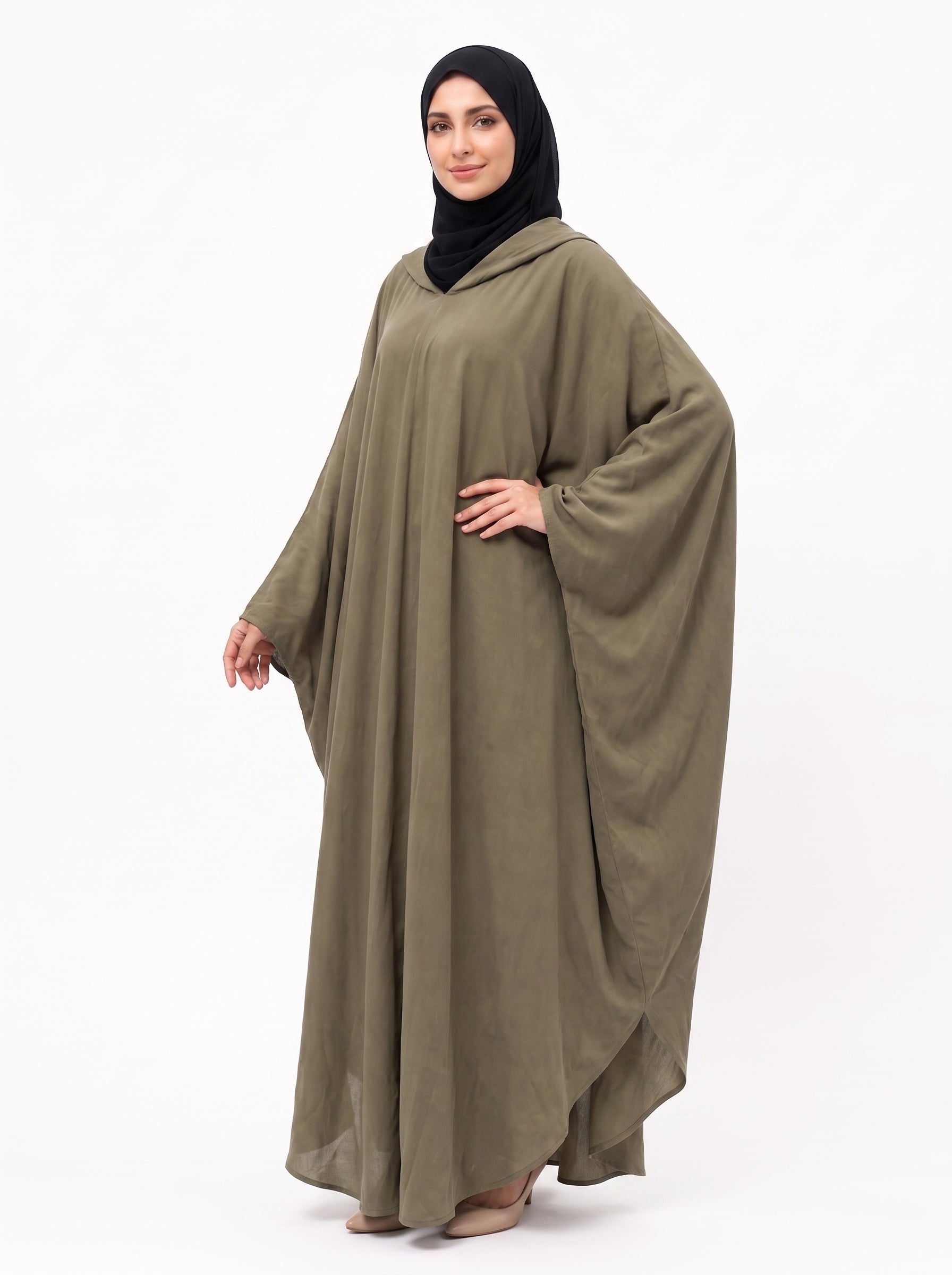 Olive Hooded Kaftan Abaya