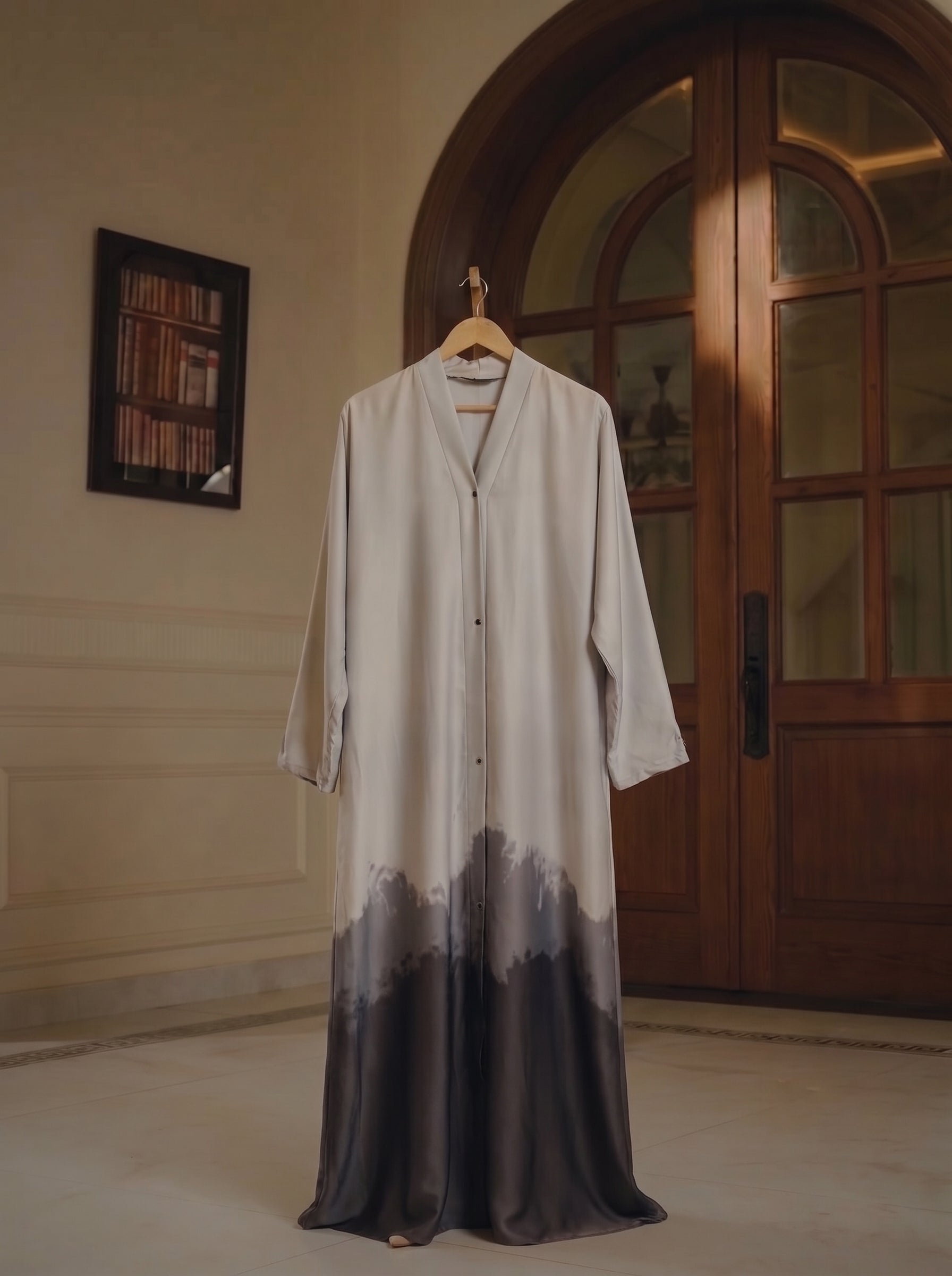 Ombre Forest Print Button-Front Abaya